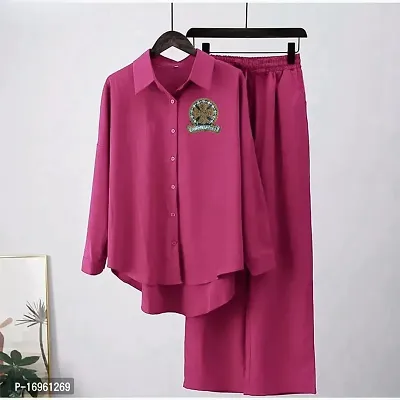 Elegant Maroon Cotton Solid Shirt For Women-thumb0