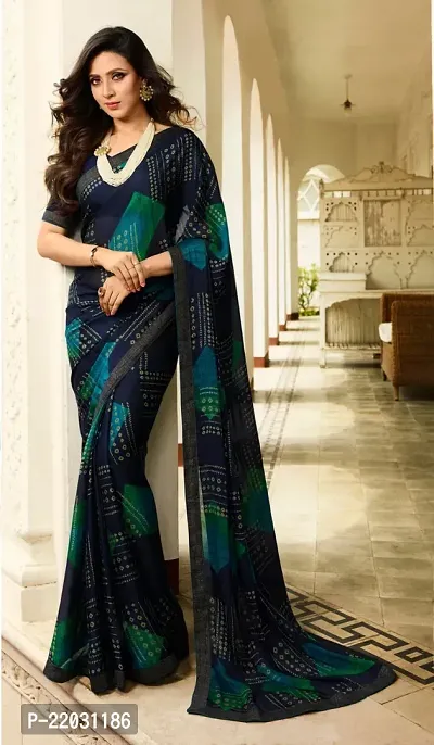 Stylish Georgette Saree with Blouse piece For Women-thumb0