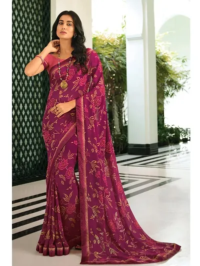 Stunning Latest Design Georgette Women Saree with Blouse Piece