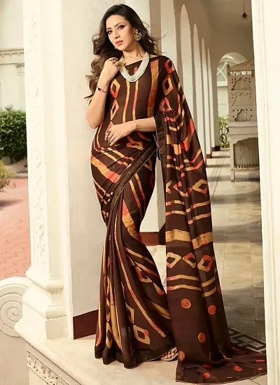 New In Georgette Saree with Blouse piece 