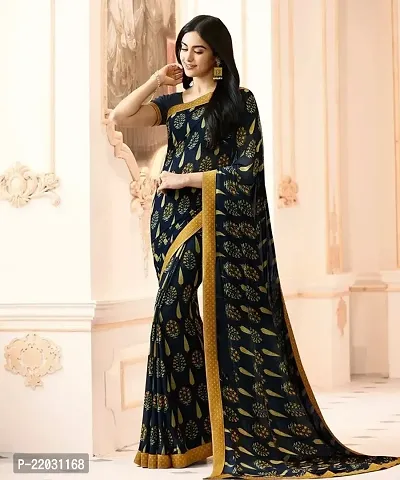 Stylish Georgette Saree with Blouse piece For Women-thumb0