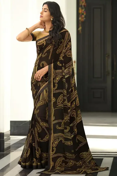 New In Georgette Saree with Blouse piece 