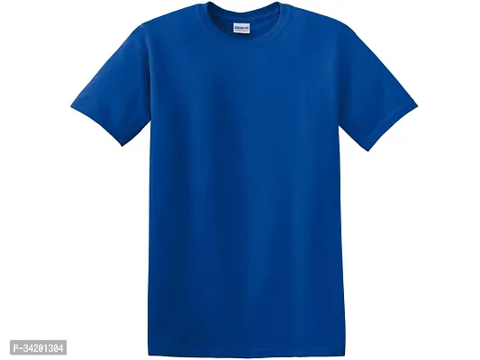 Stylish Blue Cotton Solid Round Neck Tees For Men-thumb0