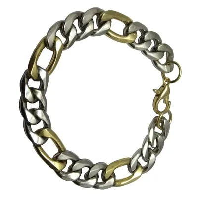 Buy Memoir Yellow and White Gold plated two tone, twisted interlink Sachin  Chain bracelet Men Women at Amazon.in