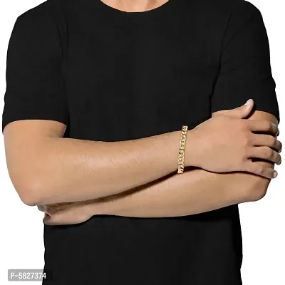 Daily Brass 22K Gold Plated Stylish Cable Link Chain Bracelet for Men Boys-thumb3