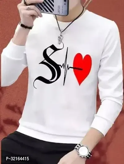 Fabulous White Polyester Printed Round Neck Tees For Men-thumb0