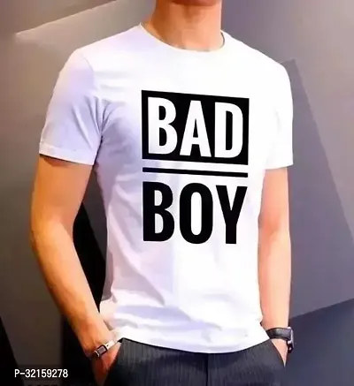 Stylish White Polyester Printed Round Neck T-Shirt For Men-thumb0