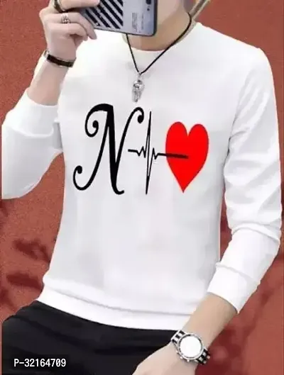 Fabulous White Polyester Printed Round Neck Tees For Men-thumb0