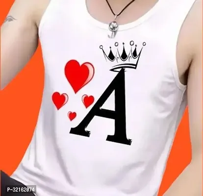 Elegant White Polyester Printed Sleeveless Vests For Men-thumb0