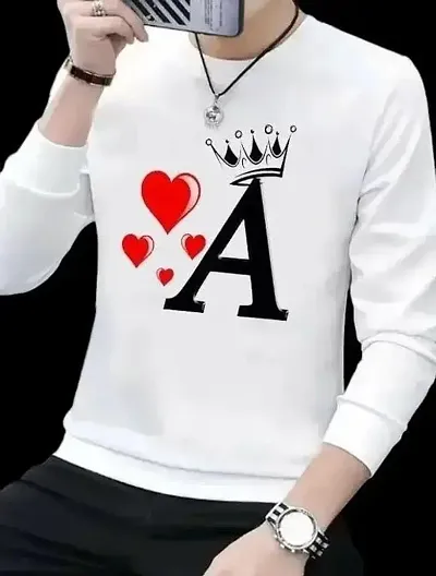 Alphabet Latest Polyester Full Sleeve Round neck Printed Men Tshirt