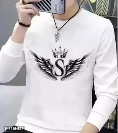 Fabulous White Polyester Printed Round Neck Tees For Men-thumb0