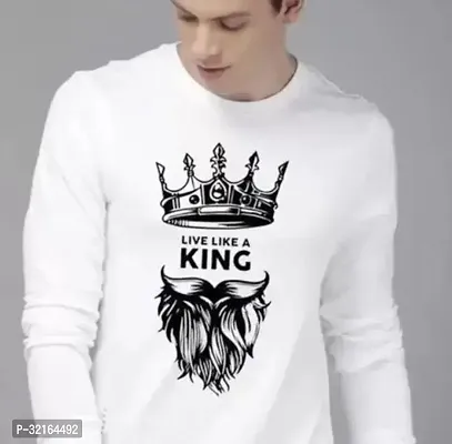 Fabulous White Polyester Printed Round Neck Tees For Men-thumb0