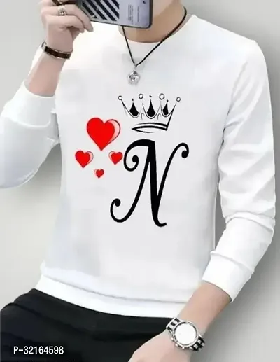 Fabulous White Polyester Printed Round Neck Tees For Men-thumb0