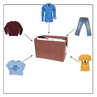 Non Woven Shirt Stacker Wardrobe Organizer Set (Brown) (Pack Of 1)-thumb2