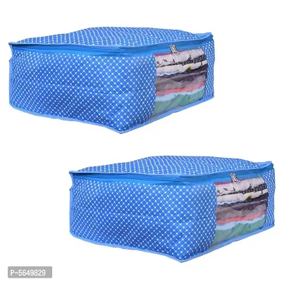 Polka dots Saree Cover Storage Bag Big for Clothes with Zip Organizer for Wardrobe, Large Design Boxes pack of 2