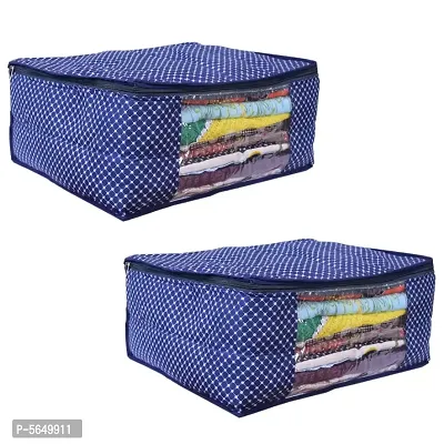 Saree Cover Storage Bag Big for Clothes with Zip Organizer for Wardrobe, Large Design Boxes polka dots pack of 2