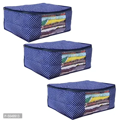 Saree Cover Storage Bag Big for Clothes with Zip Organizer for Wardrobe, Large Design Boxes polka dots pack of 3