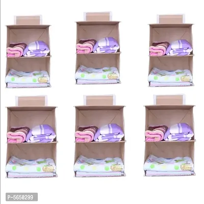 Hanging Closet Organizer, Hanging Closet Organizer, Hanging Storage Shelves for Baby Room Cloth Hanging Shelves Collapsible, and Easy Mount 2 shelf pack of 6-thumb0