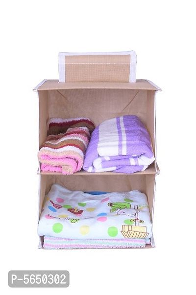 Hanging Closet Organizer, Hanging Closet Organizer, Hanging Storage Shelves for Baby Room Cloth Hanging Shelves Collapsible, and Easy Mount 2 shelf pack of 1-thumb0