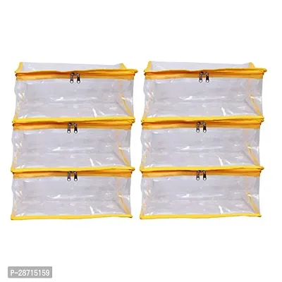 ABBASI Saree Cover Storage Bag Big for Clothes with Zip Organizer for Wardrobe, transparent Large Design Boxes (Pack of 6, Yellow, Fabric)