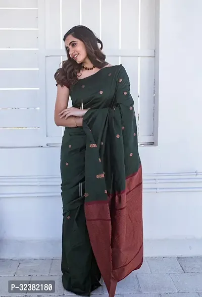 Stylish Art Silk Green Woven Design Saree with Blouse piece For Women-thumb0