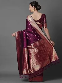 Stylish Art Silk Purple Woven Design Saree with Blouse piece For Women-thumb1