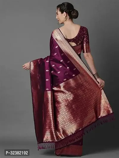 Stylish Art Silk Purple Woven Design Saree with Blouse piece For Women-thumb2