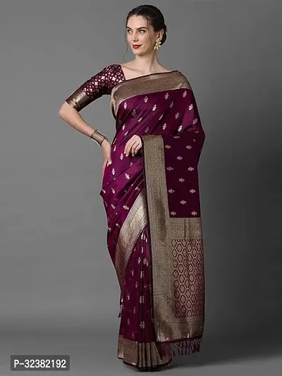 Stylish Art Silk Purple Woven Design Saree with Blouse piece For Women