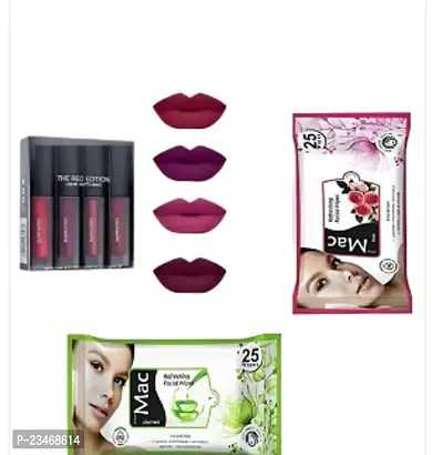 Red Edition Liquid Lipstick Face Wipes Pack Of 3-thumb0