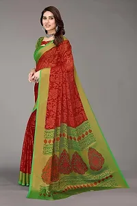 Stylish Chiffon Green Printed Saree with Blouse Piece For Women-thumb1