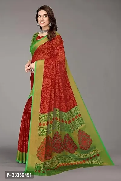 Stylish Chiffon Green Printed Saree with Blouse Piece For Women-thumb2