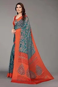 Stylish Chiffon Green Printed Saree with Blouse Piece For Women-thumb2