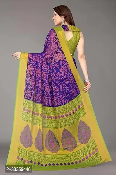 Stylish Chiffon Green Printed Saree with Blouse Piece For Women-thumb2