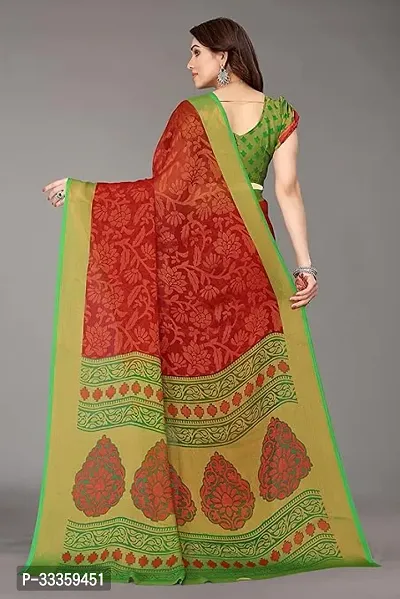 Stylish Chiffon Green Printed Saree with Blouse Piece For Women-thumb3