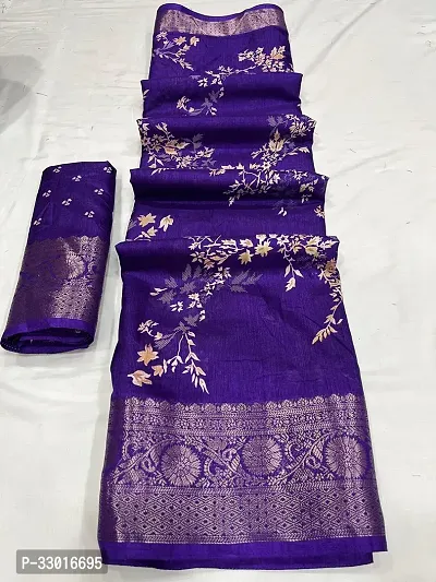 Elegant Purple Chiffon Saree with Blouse piece For Women-thumb0