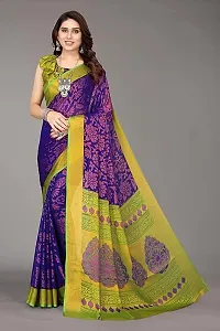 Stylish Chiffon Green Printed Saree with Blouse Piece For Women-thumb2