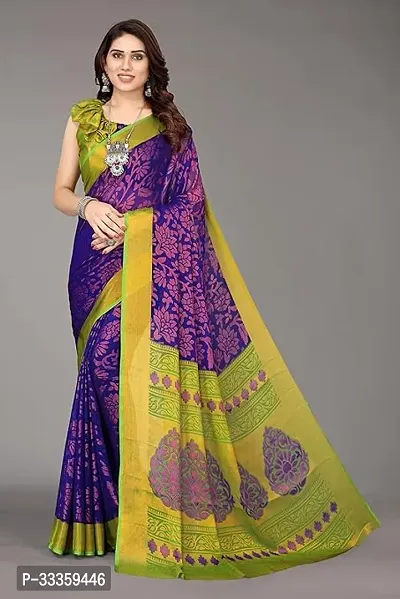 Stylish Chiffon Green Printed Saree with Blouse Piece For Women-thumb3