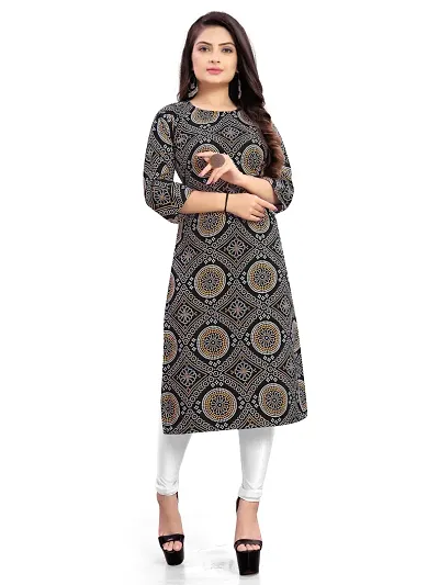 Stylish Crepe Digital Printed Straight Kurtis