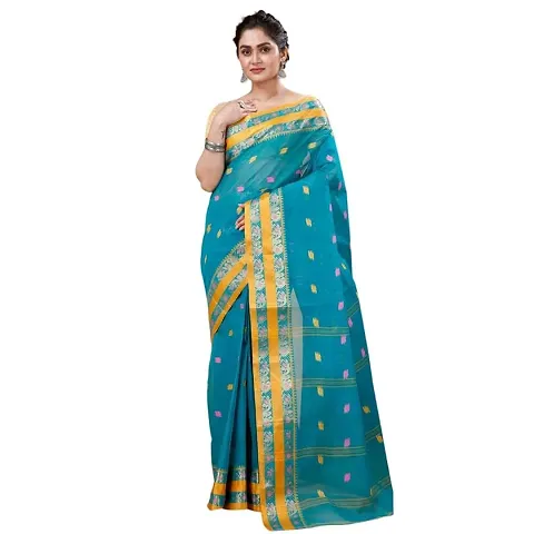 Reliable Tangail Zari Border Traditional Bengal Handloom Saree Without Blouse Piece