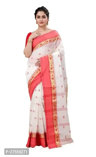 Reliable Cotton Woven Tant Traditional Bengal Handloom Saree Without Blouse Piece