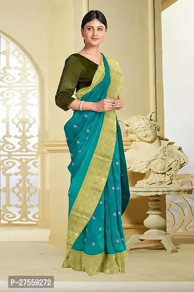 Reliable Cotton Traditional Bengal Handloom Zari Border Saree Without Blouse Piece-thumb2
