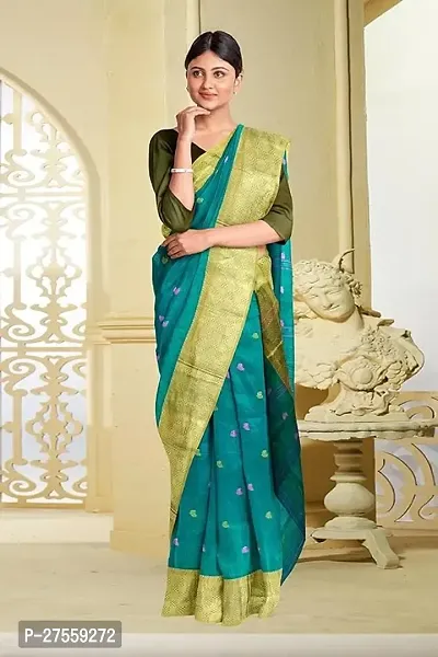 Reliable Cotton Traditional Bengal Handloom Zari Border Saree Without Blouse Piece-thumb5
