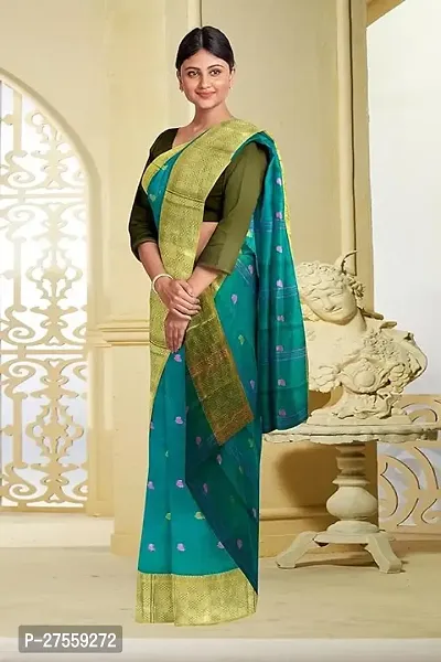 Reliable Cotton Traditional Bengal Handloom Zari Border Saree Without Blouse Piece-thumb4