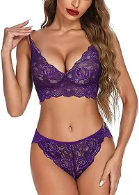 Naisa Women's Sexy Bra Panty Bikni |Lingerie Set for Newly Married Couples Honeymoon/First Night/Anniversary |for Women/Ladies/NaughtyGirls (Free Size (28-36), Purple)-thumb2