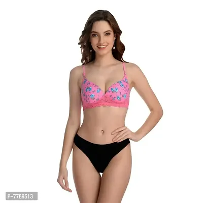Buy Naisa Padded Non-Wired Regular Use Comfortable Flower Designer Bra Pink  (38 B) Online In India At Discounted Prices