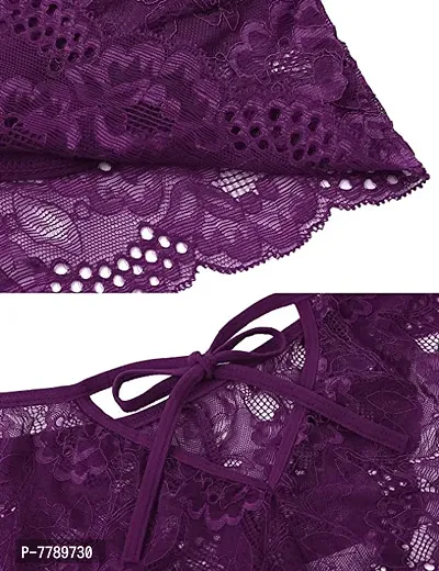 Naisa Women's Sexy Bra Panty Bikni |Lingerie Set for Newly Married Couples Honeymoon/First Night/Anniversary |for Women/Ladies/NaughtyGirls (Free Size (28-36), Purple)-thumb5