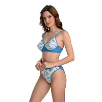 Naisa Non-Paded, Non-Wired Regular Use Comfortable Printed Flower Cottan Bra  Panty Set, Pack of 2-thumb3