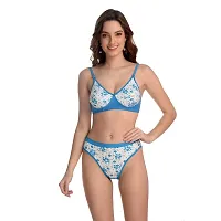 Naisa Non-Paded, Non-Wired Regular Use Comfortable Printed Flower Cottan Bra  Panty Set, Pack of 2-thumb1