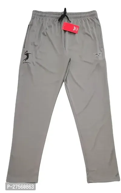 Elegant Grey Cotton Solid Track Pants For Men-thumb0