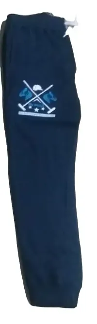 Elegant Navy Blue Cotton Printed Track Pants For Men